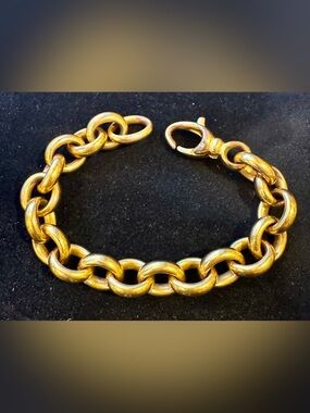 14k gold overlay on resin signed vintage Milor Italy large link bracelet 20gms
